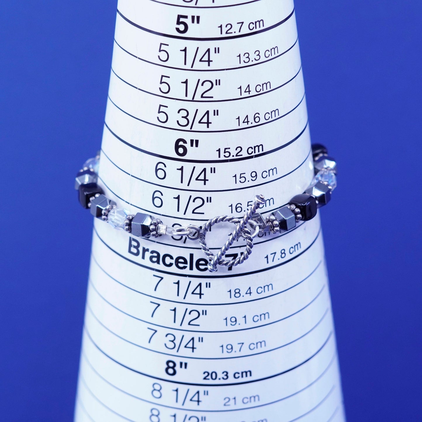 6.75”, Silpada B0869 Sterling 925 silver bracelet w/ Hematite Clear Crystals