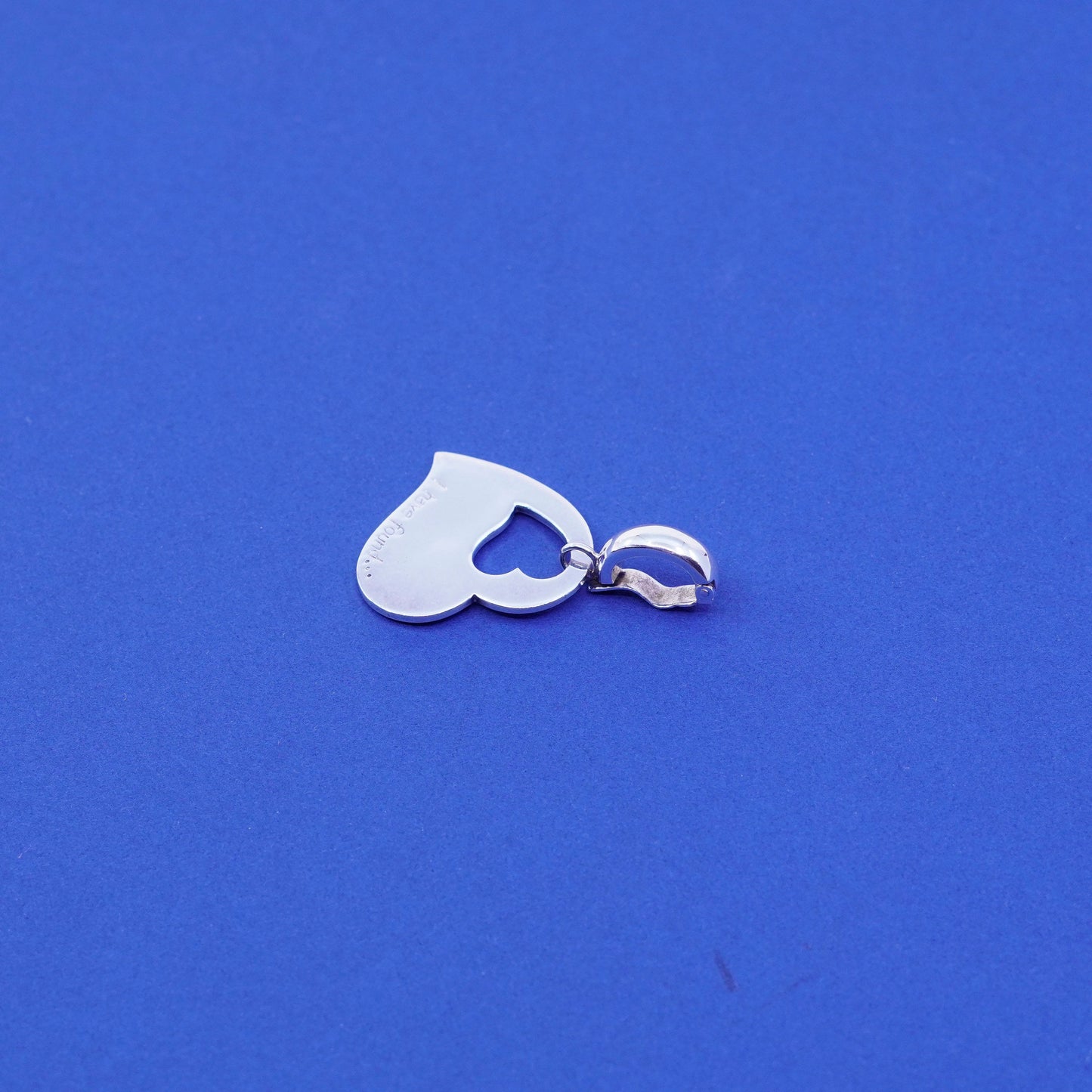 sterling silver pendant, 925 heart charm “i have found mon amour (my love)”