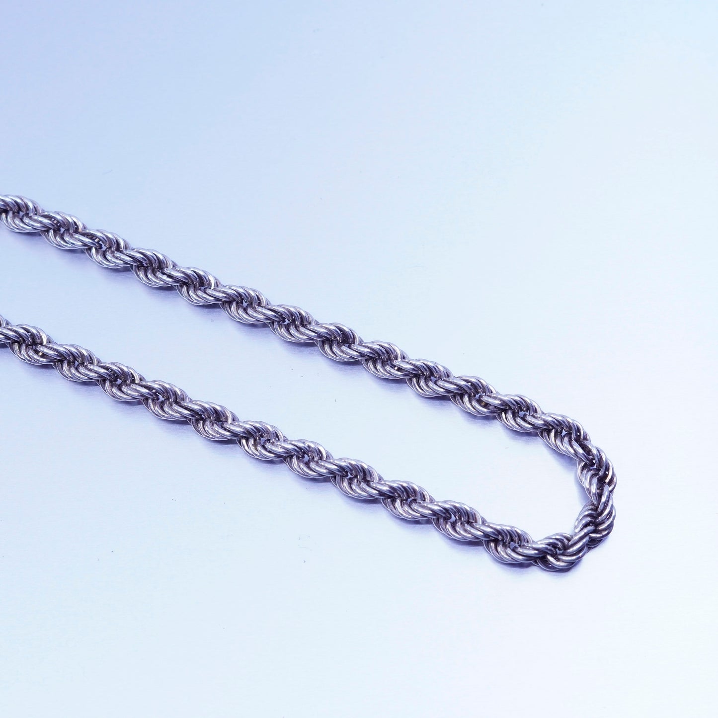 30” 6mm, vintage Sterling 925 silver bold rope chain necklace