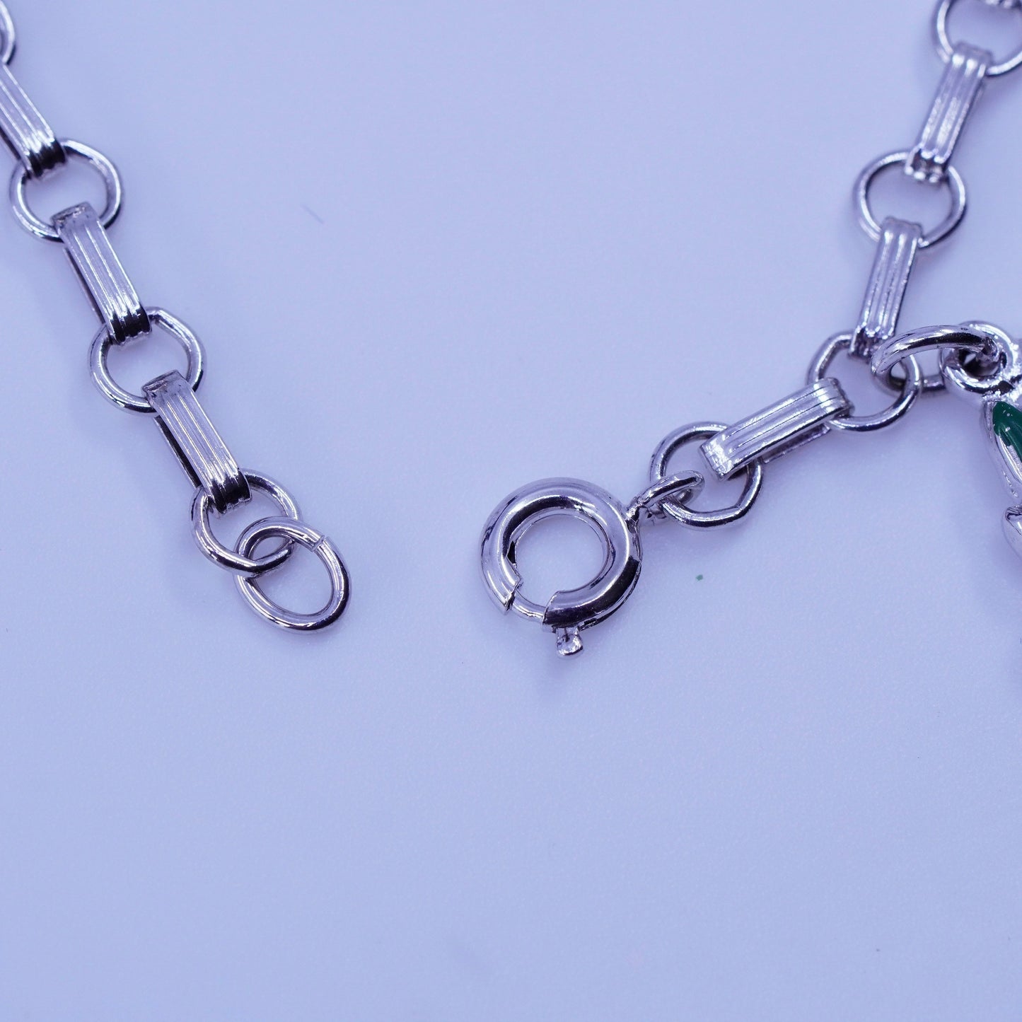 7”, vtg Italy Sterling 925 silver handmade bracelet, circle chain Berry Wreath