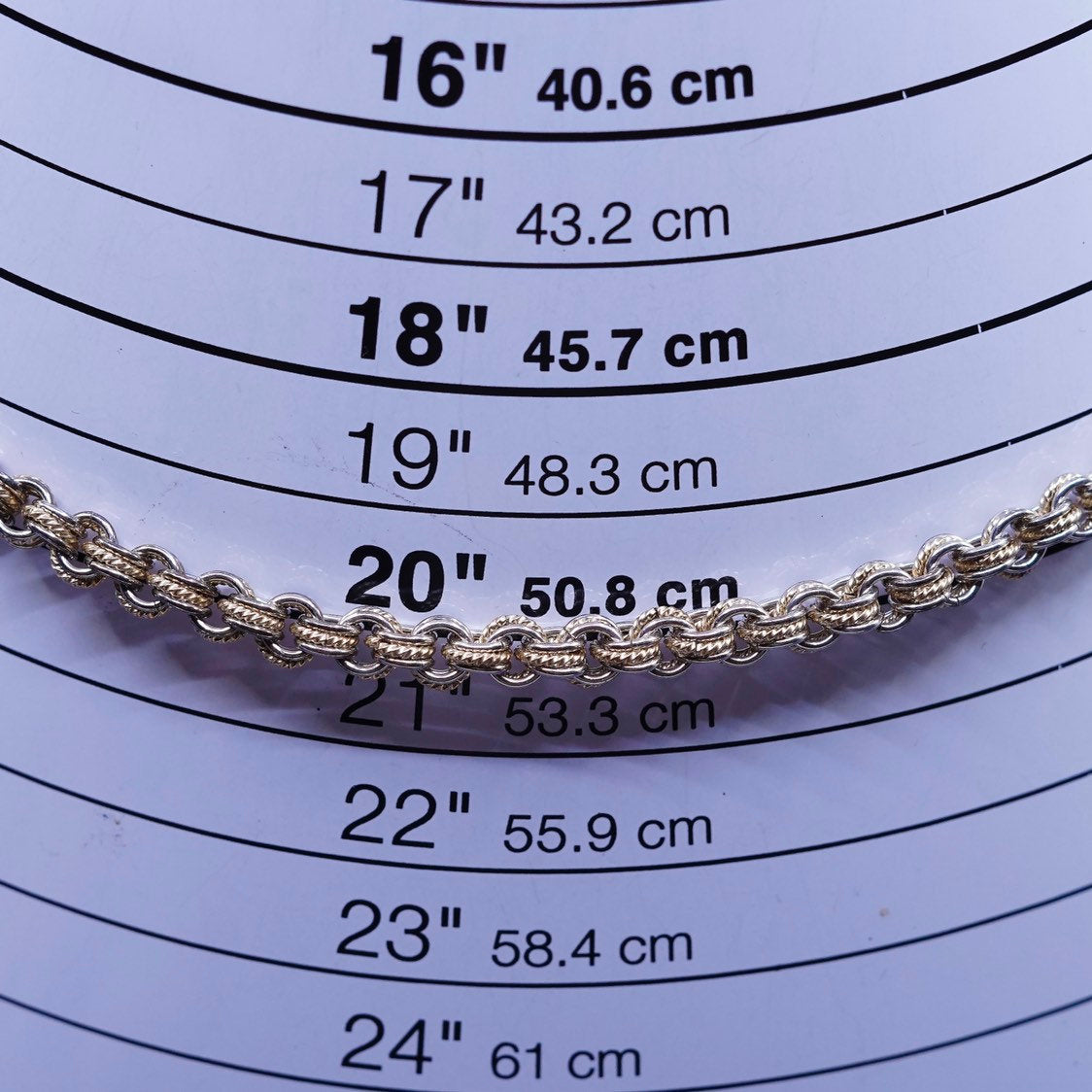20”, 5mm, Sterling silver handmade necklace, two Tone 925 circle chain
