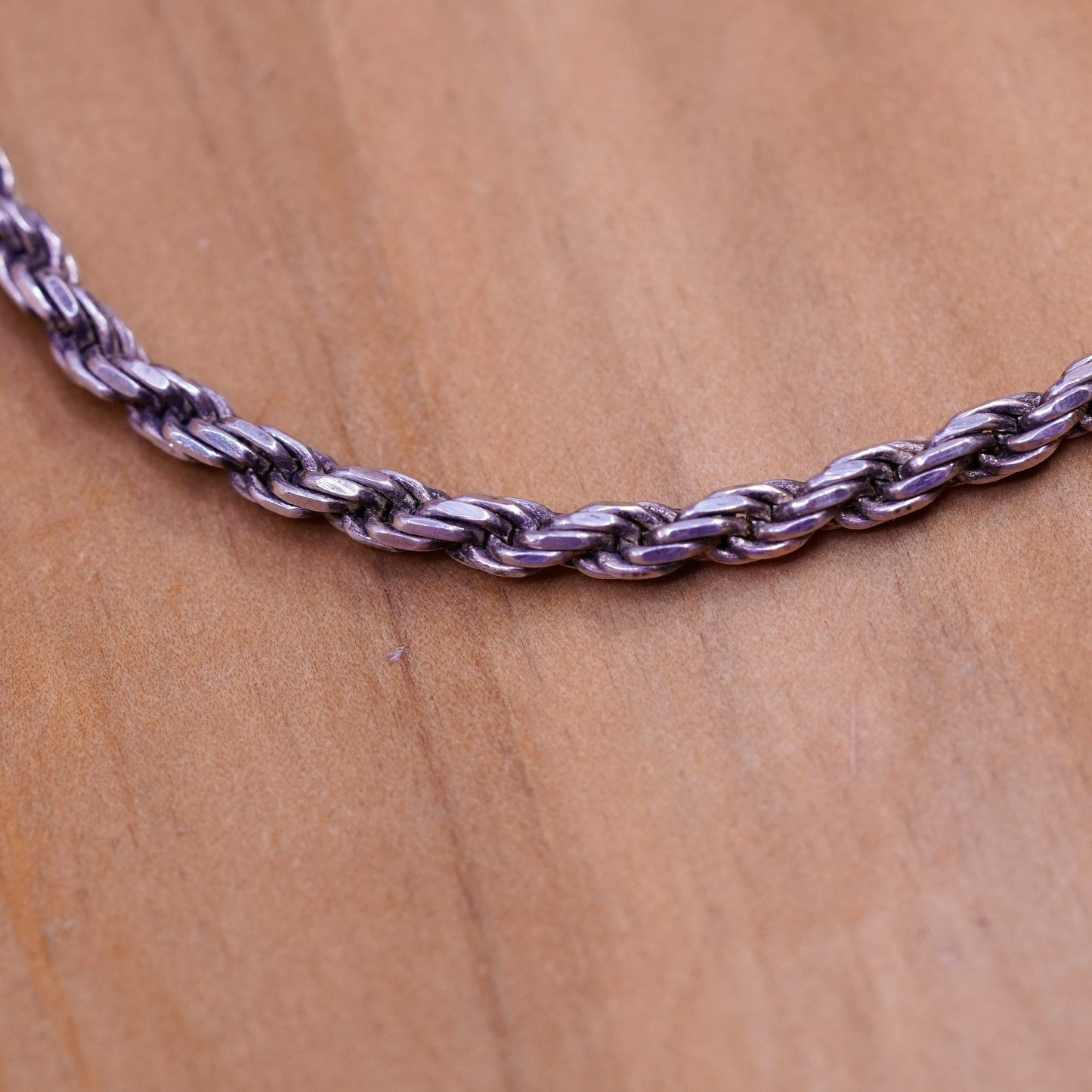 7”, 3mm, vintage Sterling silver Singapore rope bracelet, Italy 925 chain