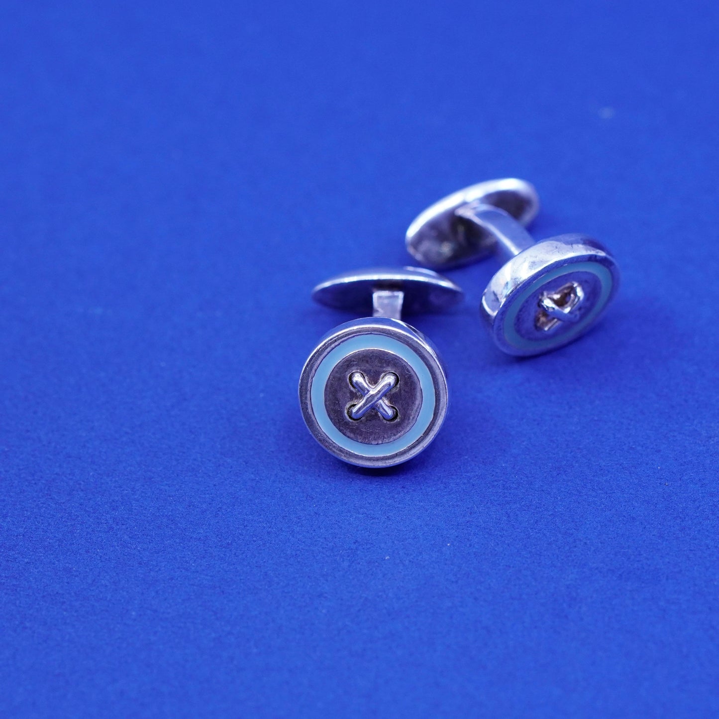 seaward stearn sterling silver Handmade cufflinks, round buttons 925 cuff links