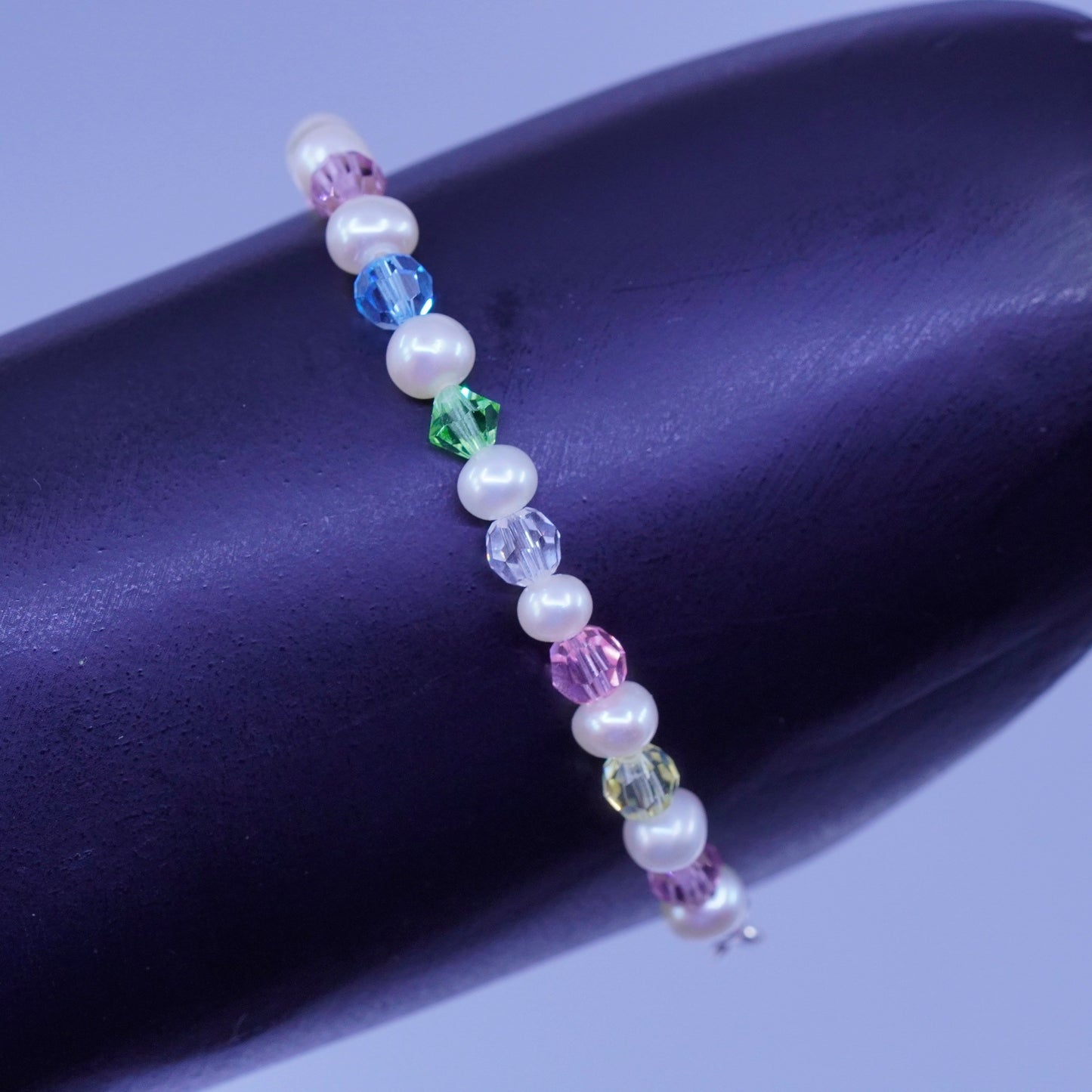 5”, Sterling 925 silver bracelet freshwater pearl crystal heart big sis charm