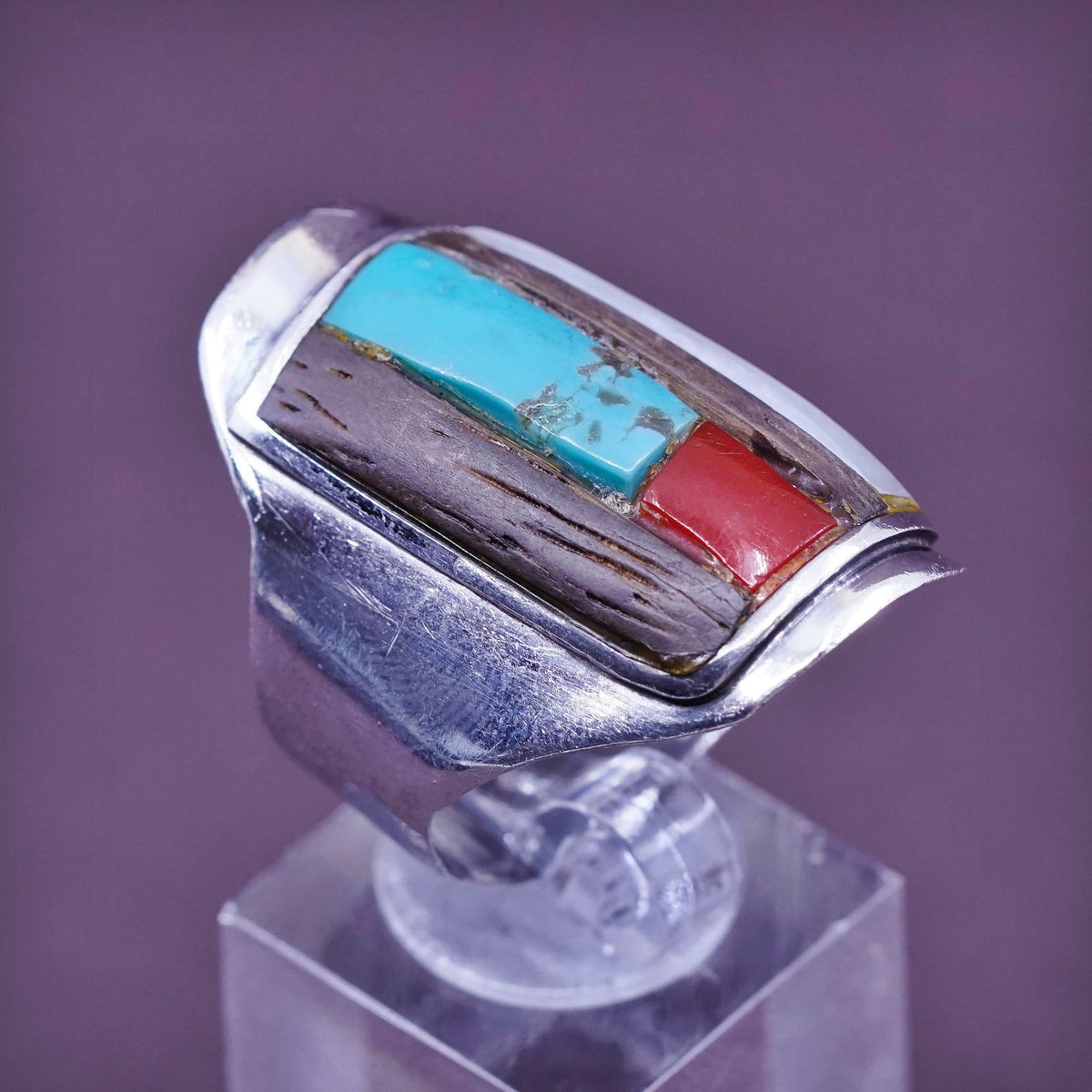 sz, Native American Sterling 925 silver ring, navajo jewelry with turquoise