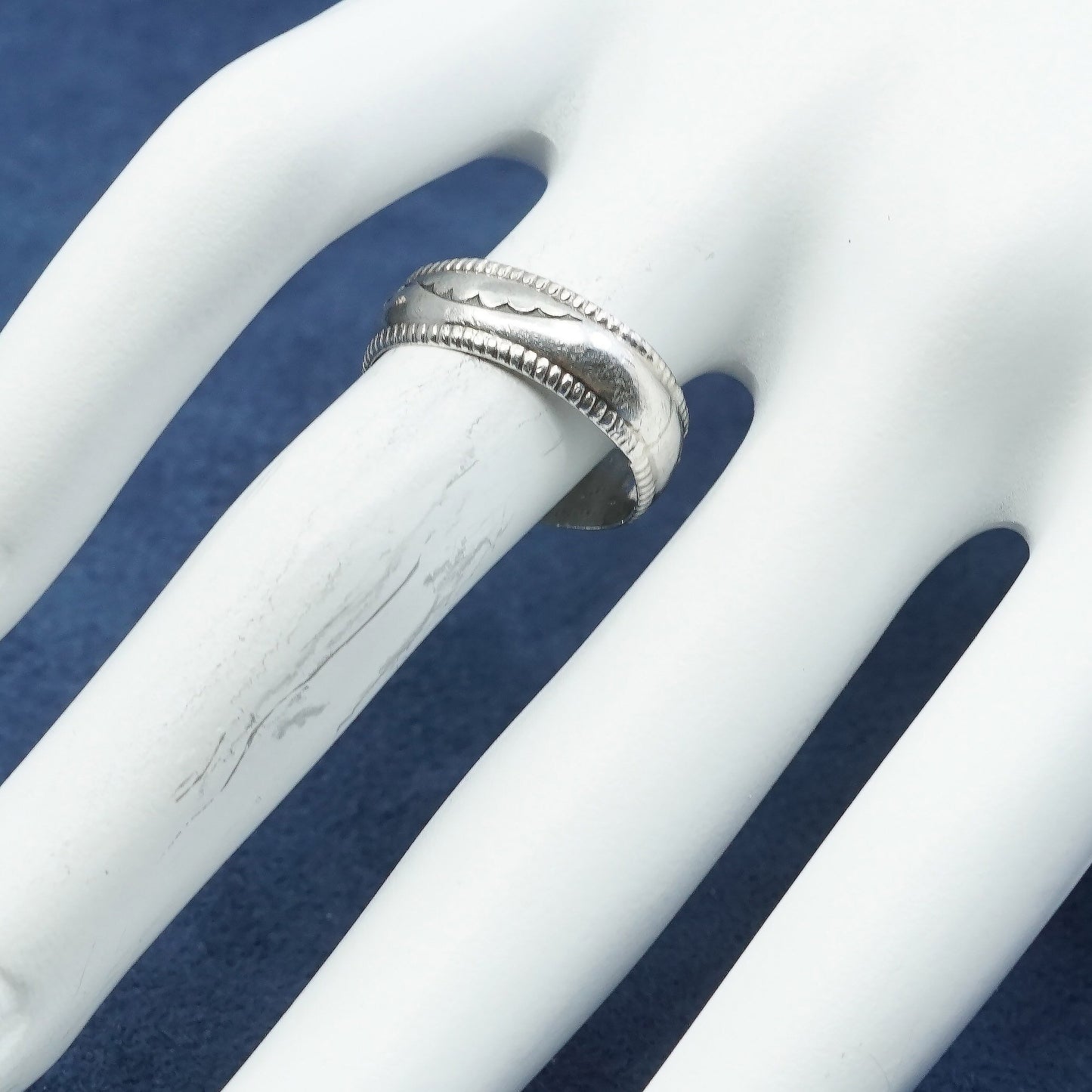 sz 6, vtg sterling silver handmade ring, 925 men’s band engraved