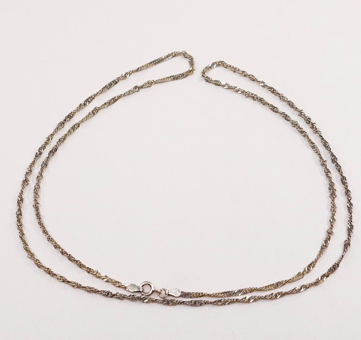28”, 3mm, vtg Vermeil gold Sterling silver necklace, 925 Singapore rope chain
