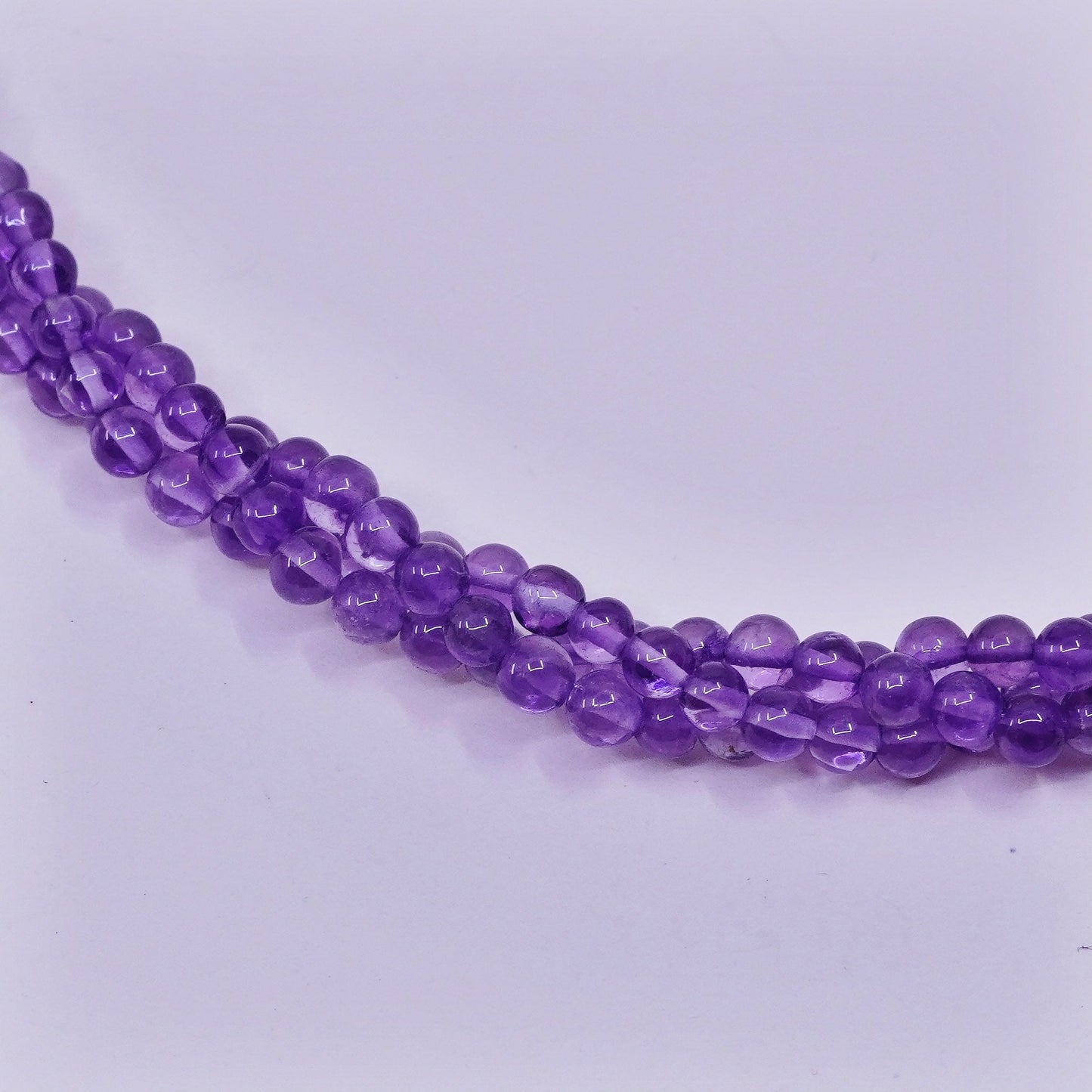 20”, Vintage sterling silver handmade necklace with twisted amethyst beads
