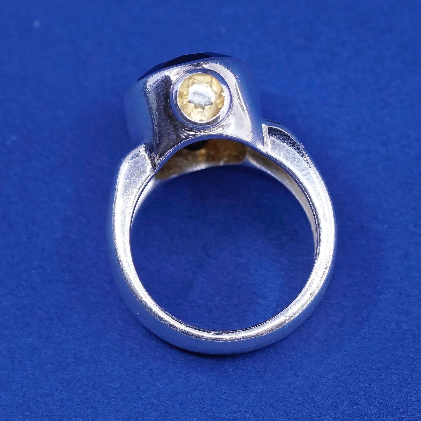Size 5, vintage Sterling silver handmade ring, 925 with Ruby N citrine