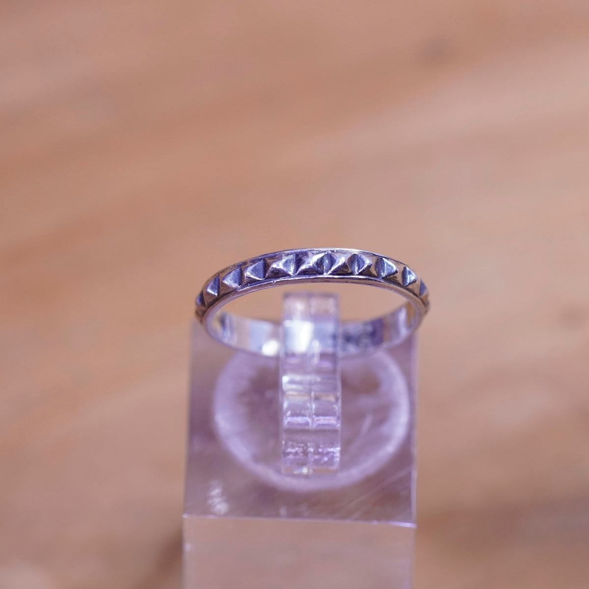 Size 6, Sterling silver stackable handmade ring, 925 stackable band with beads