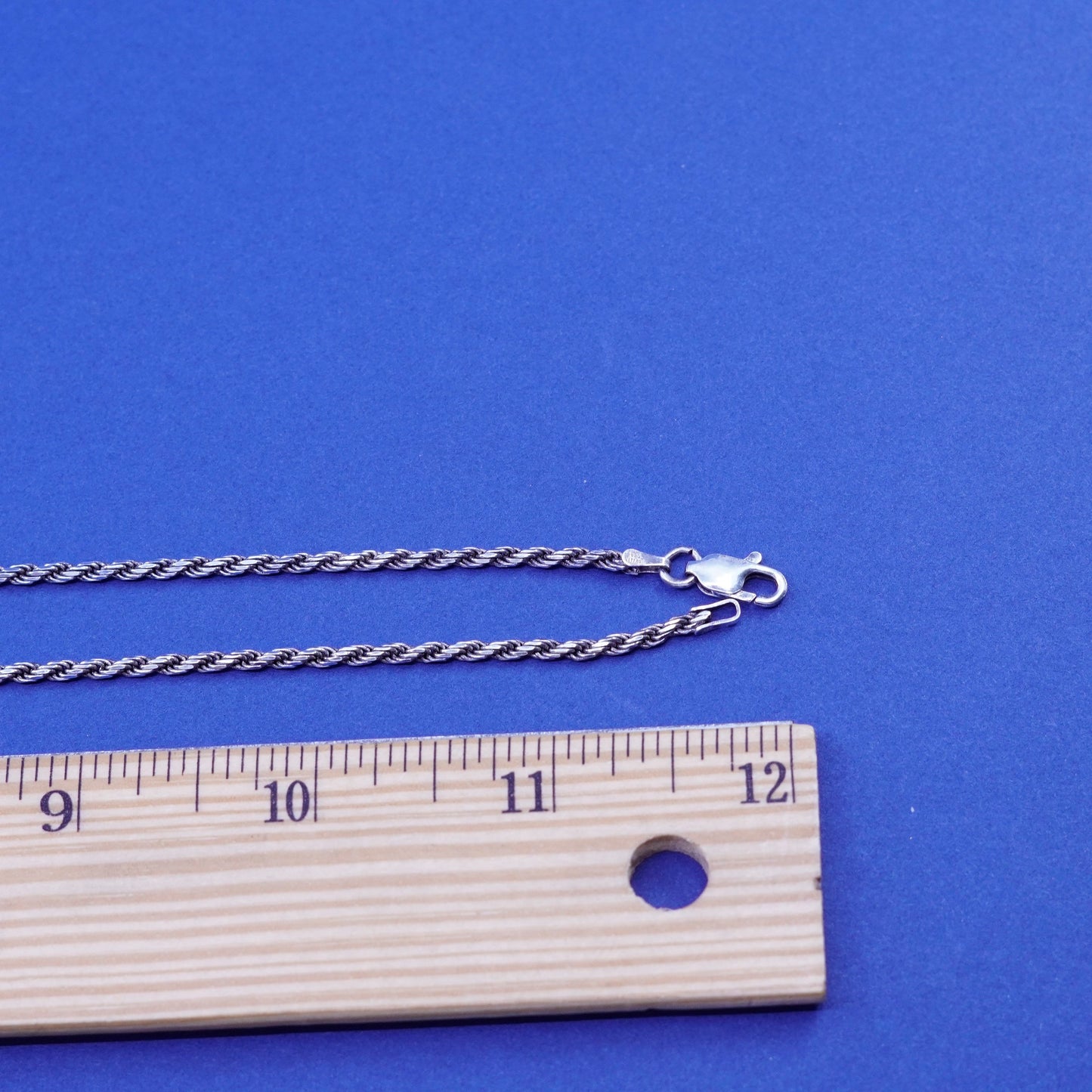 24”, 2mm, vintage Italy Milor Sterling silver handmade necklace, 925 rope chain