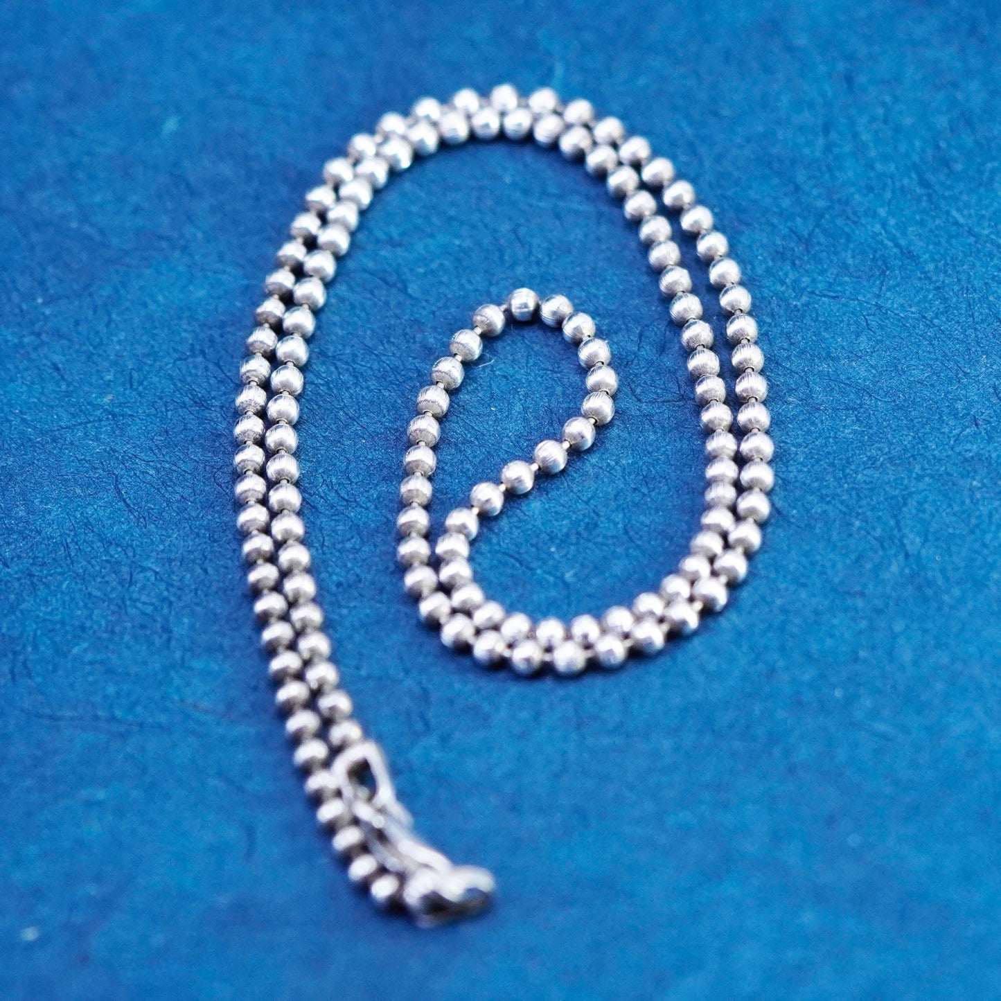 16”, 2mm, vintage Sterling silver handmade necklace, 925 beads chain