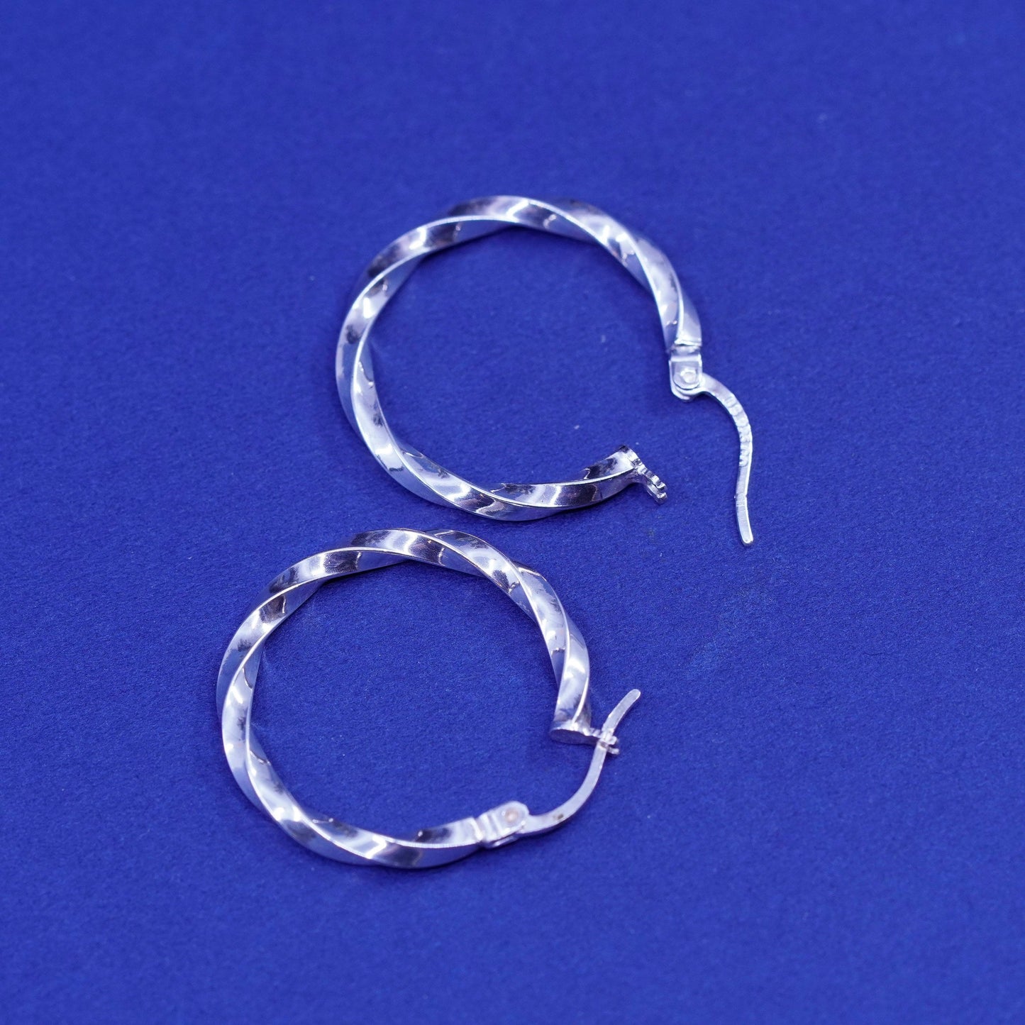 1”, Sterling silver handmade earrings, twisted 925 modern minimalist hoops