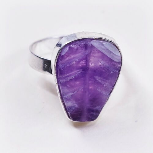 Sz 9, Sterling Silver handmade Ring, 925 Silver Ring W/ amethyst, stamped 925