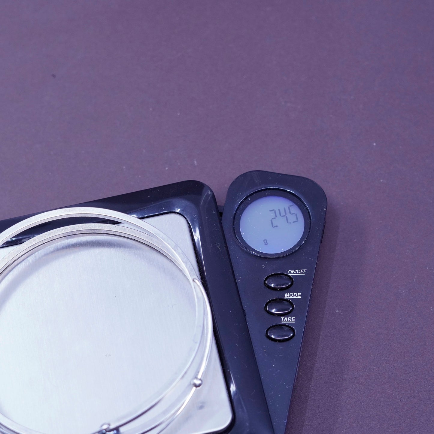 8.25”, vtg modern Sterling silver handmade bracelet, 925 bangle with hematite