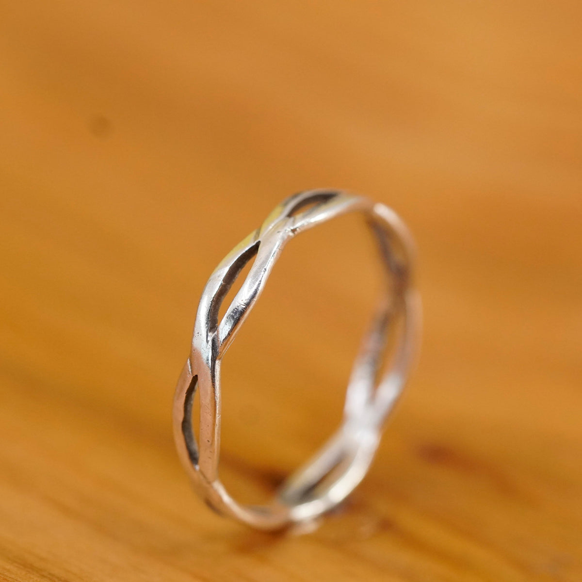 size 9.25, vintage Sterling silver handmade ring, 925 entwined band