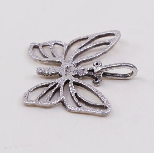 Vintage Sterling Silver Heart Pendant, Solid 925 Butterfly W/ Pearl Details