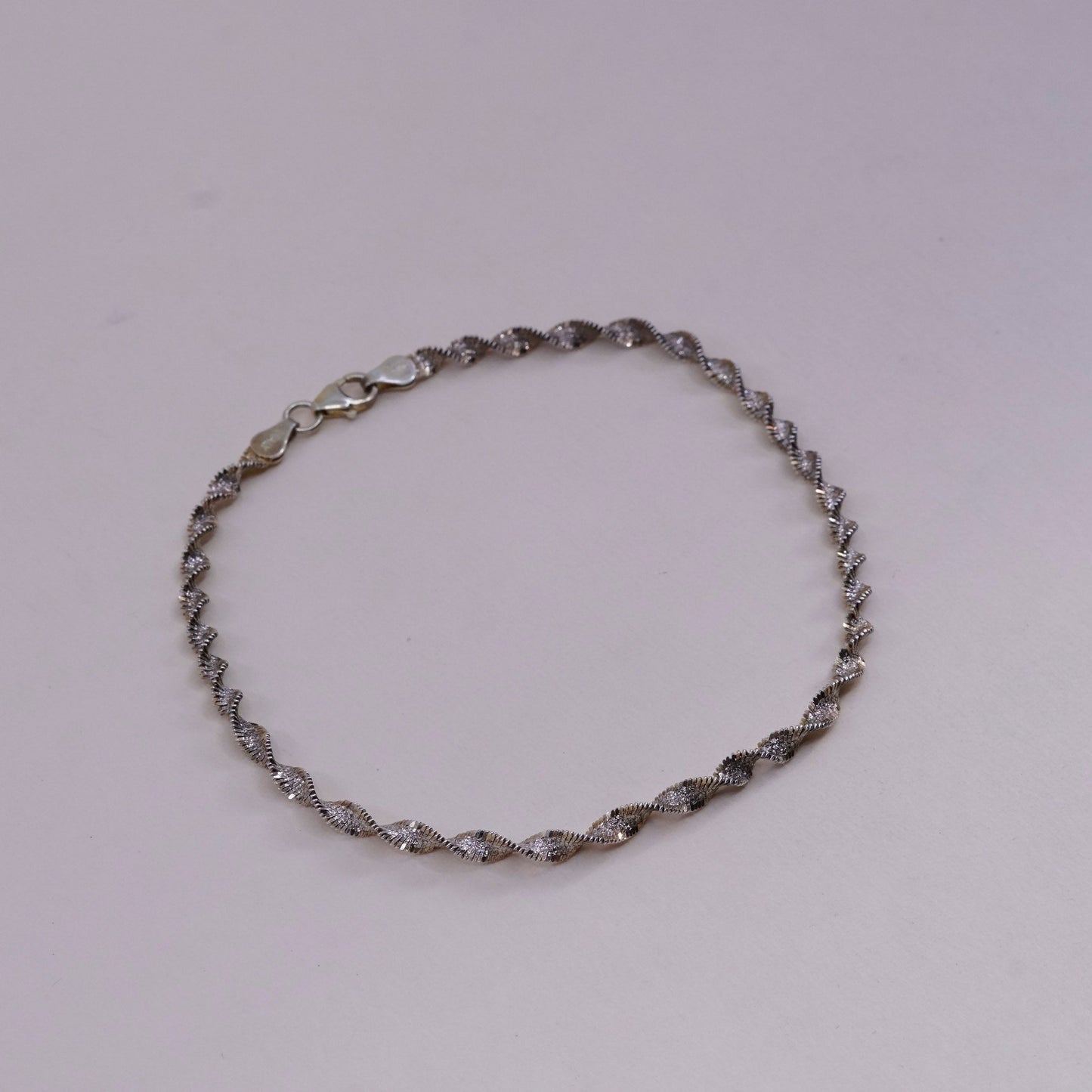 8.5”, vermeil gold over sterling silver bracelet, 925 twisted herringbone chain