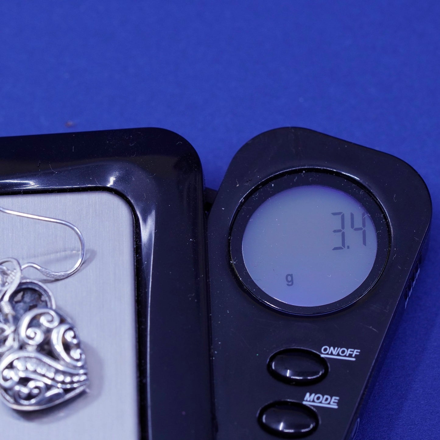 Vintage Sterling silver handmade earrings, 925 Bali filigree heart drops