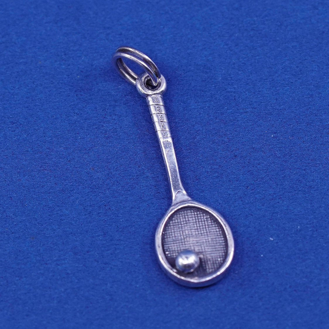 vtg Sterling silver handmade pendant, 925 tennis racket and ball