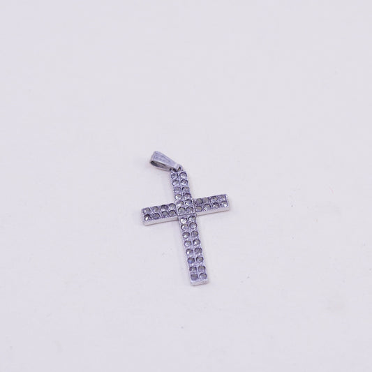 Vintage handmade sterling 925 silver cross pendant with marcasite
