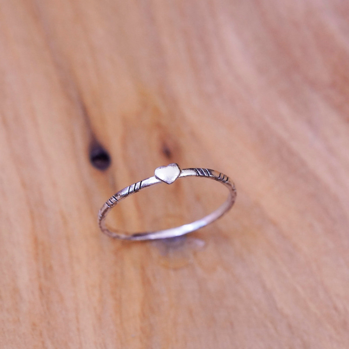 Size 9.25, vintage Sterling silver handmade ring, 925 thin band gold tone heart
