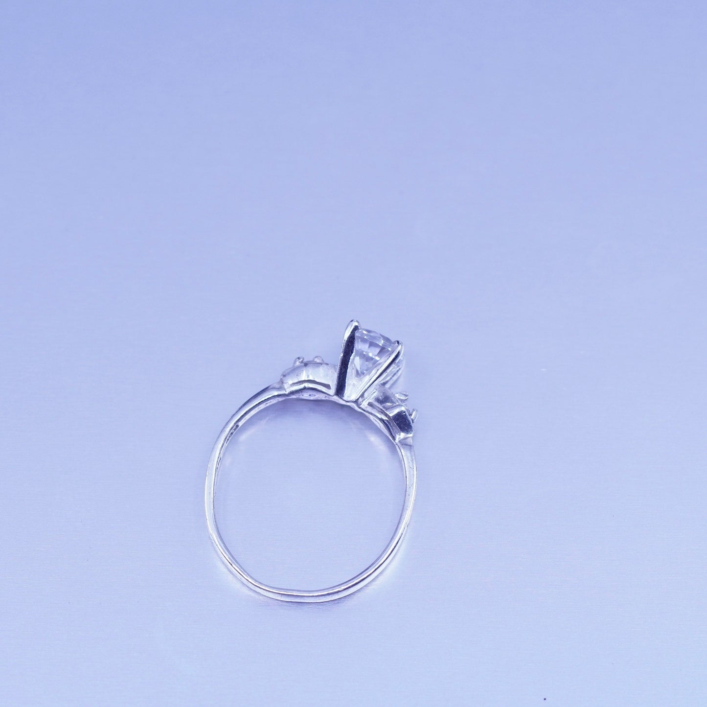 Size 7.5, vintage Sterling 925 silver handmade engagement ring with Cz