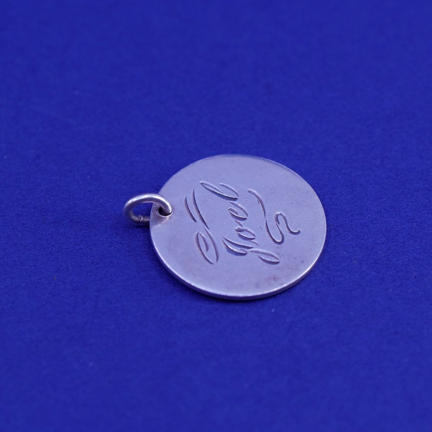 Vintage sterling silver handmade pendant, 925 tag charm engraved “goel”