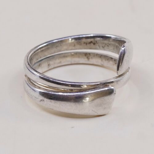 Size 6.5, Vtg Sterling 925 Silver Handmade Wrap Around Ring Band