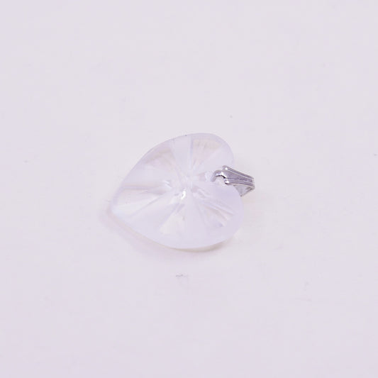 Vintage sterling 925 silver with handmade clear glass heart pendant