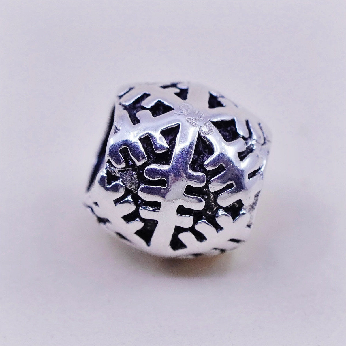 Vintage sterling silver handmade snowflake pendant, 925 charm
