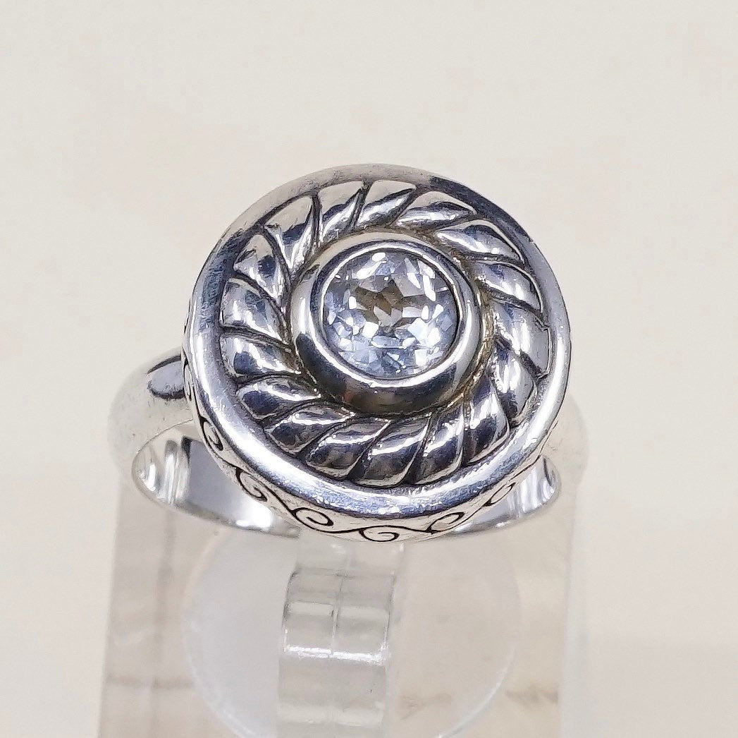 sz 8.25, Brighton Sayan Sterling silver statement ring, 925 cable around cz