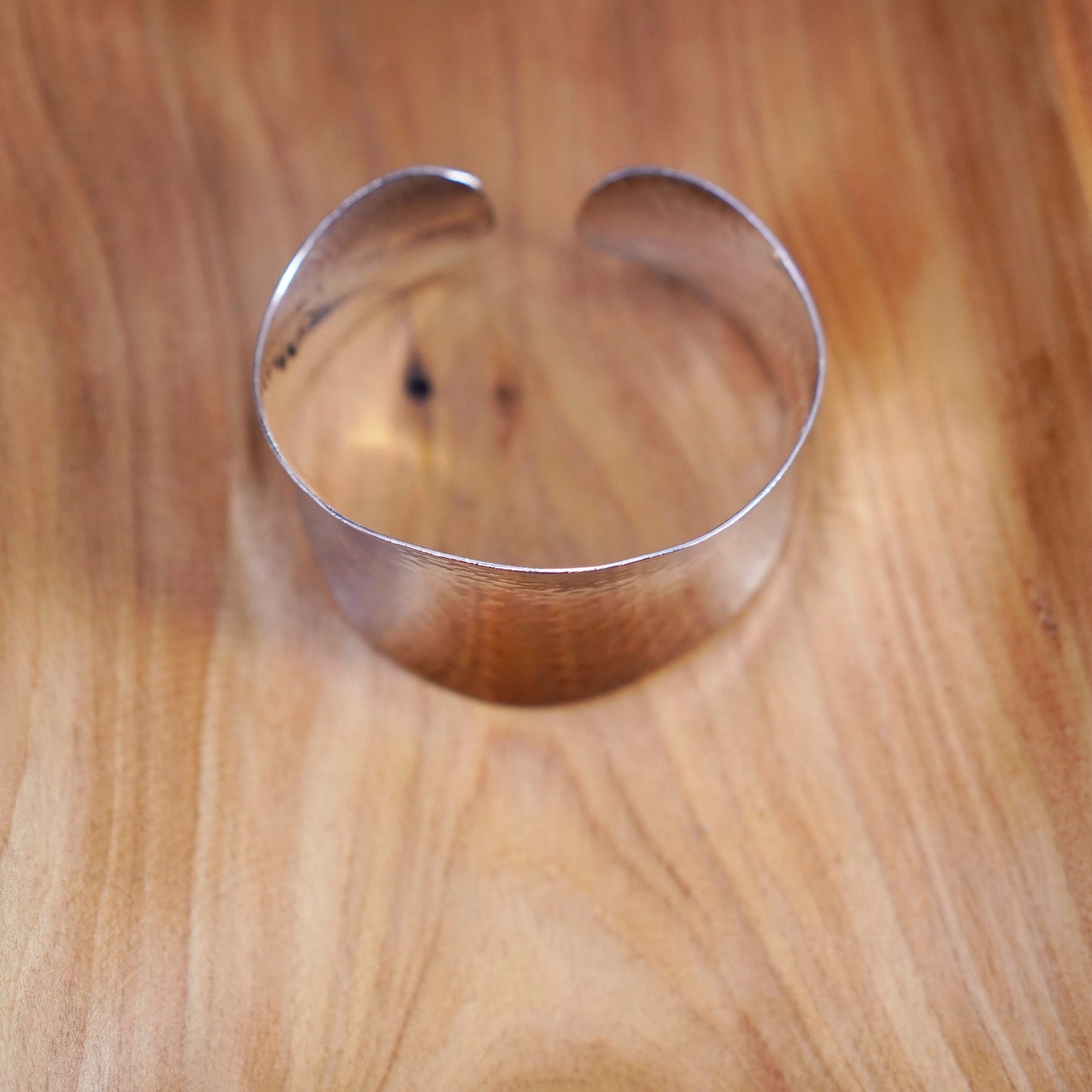 6.75”, Vintage Sterling silver handmade bracelet, wide hammered 925 cuff
