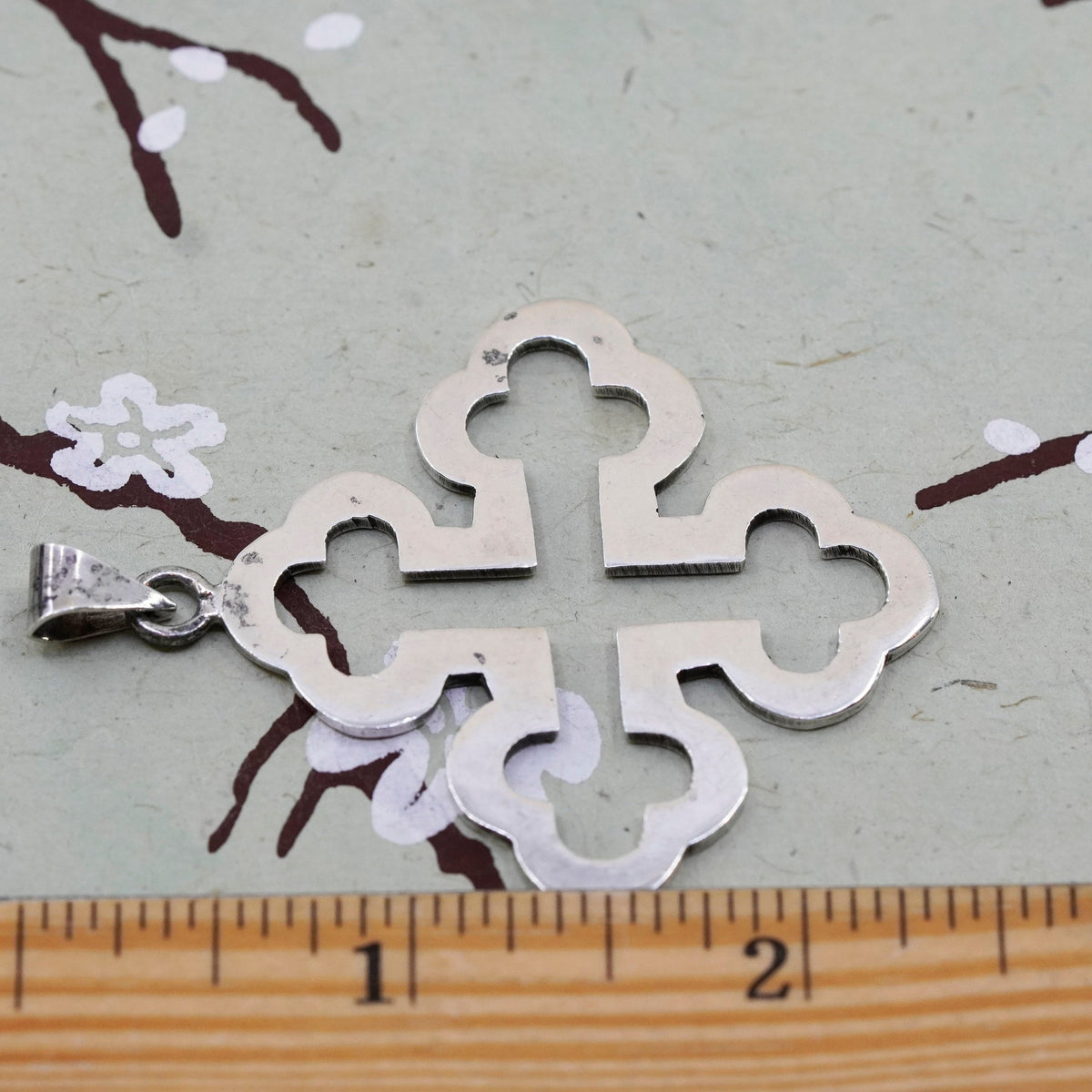 Vintage Sterling silver handmade charm, 925 Jerusalem cross pendant