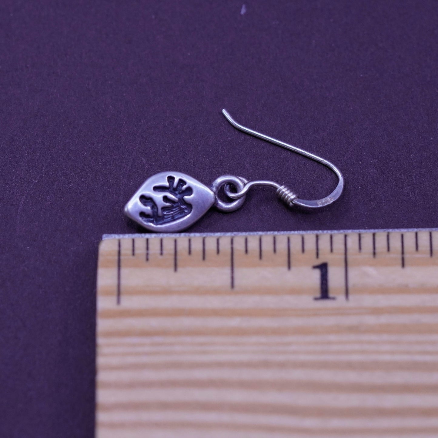 Vintage Native American Sterling silver handmade earrings, 925 Kokopelli drops
