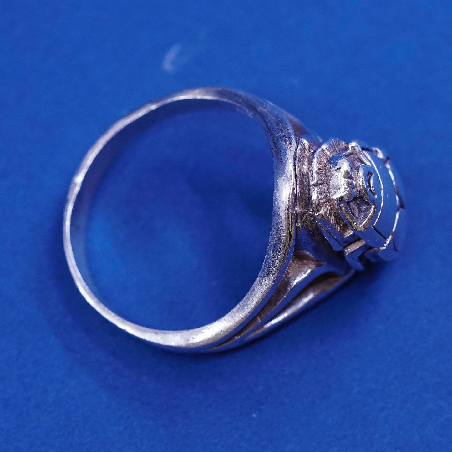 sz 11, vtg unique Sterling 925 silver handmade statement beetle ring