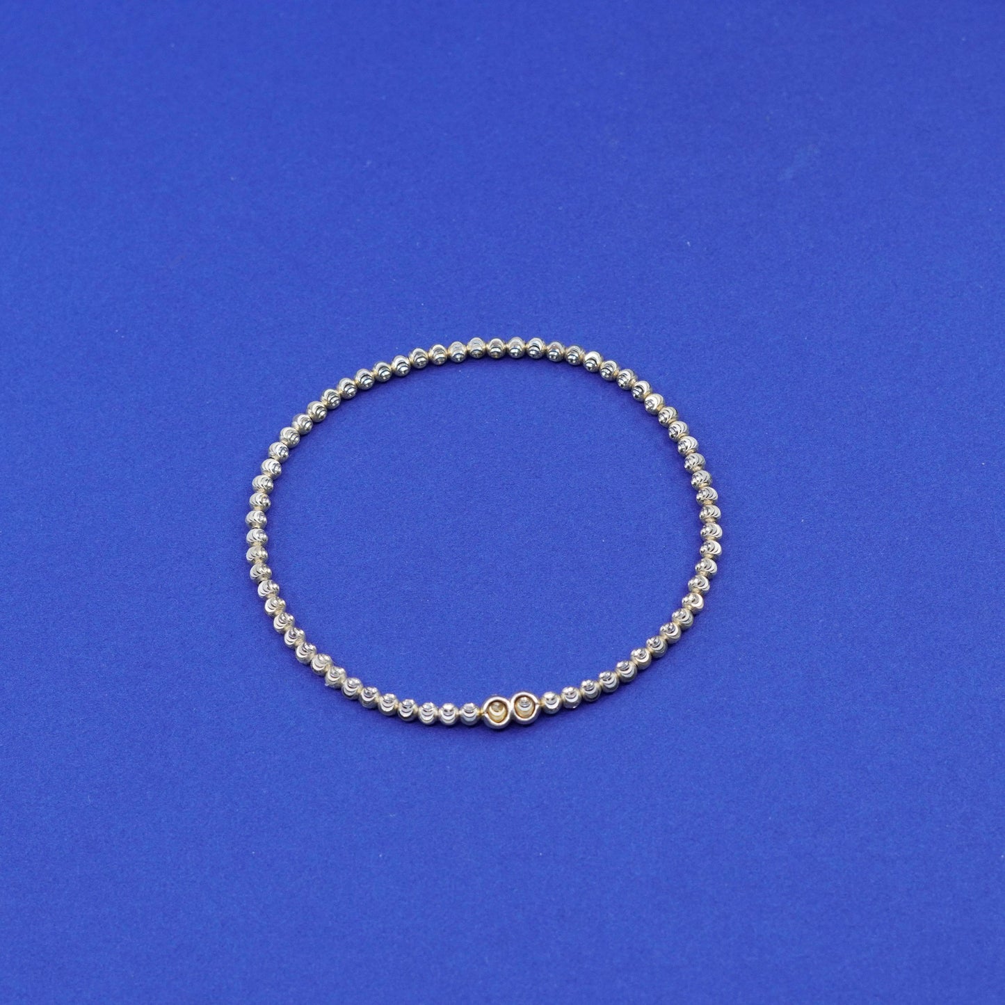 7.5”. Vintage gold filled Sterling silver handmade bracelet, 925 bead chain