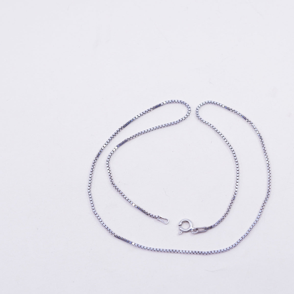 16”, 1mm, Vintage Italian sterling 925 silver box chain, necklace