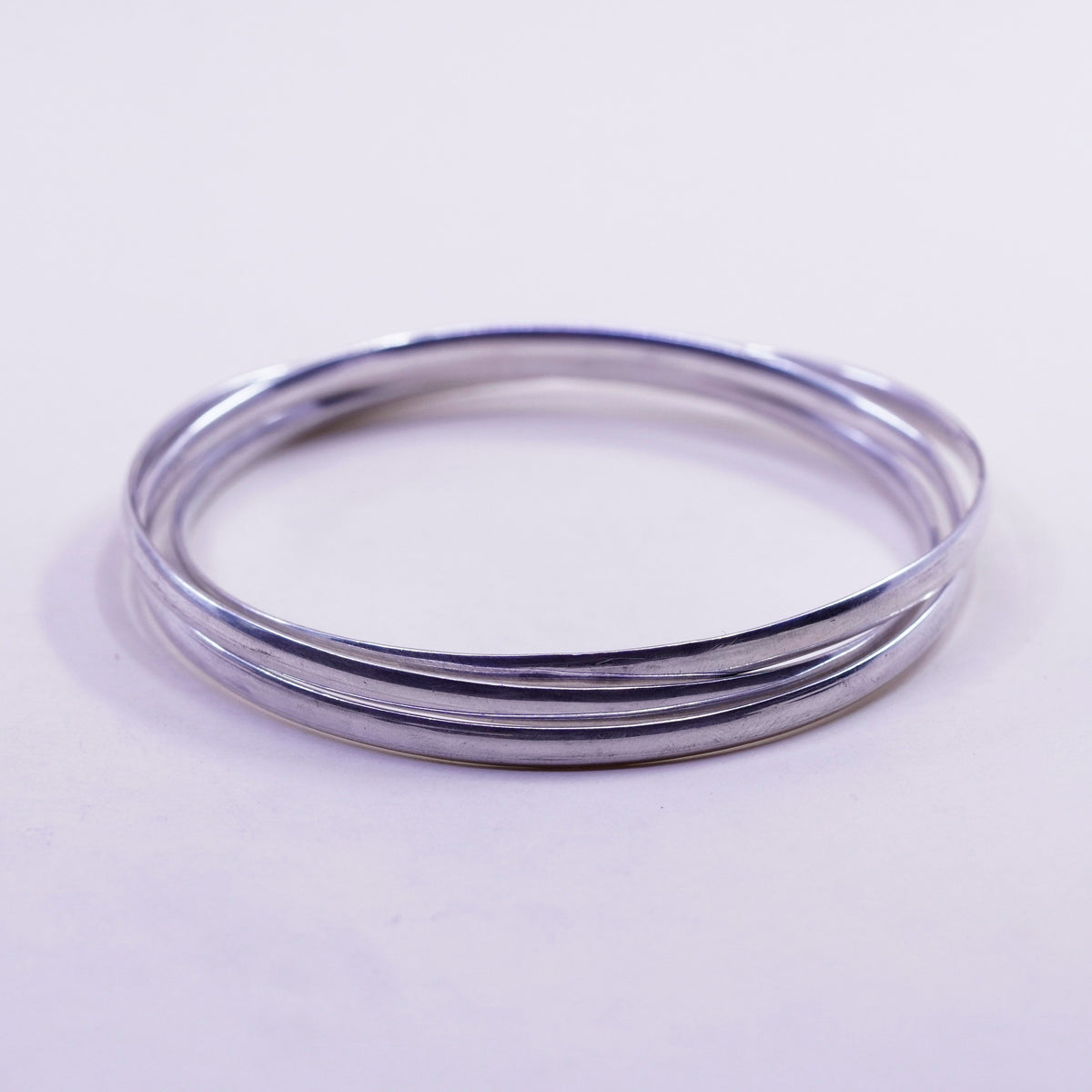 7.75”, vintage sterling 925 silver handmade entwined bracelet, bangle