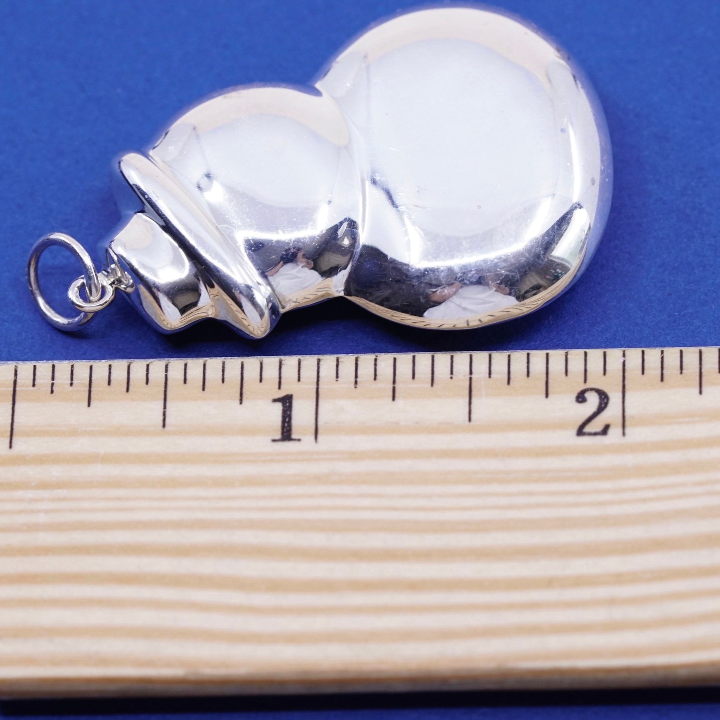 Vintage Sterling silver handmade pendant, puffy lightweight 925 snowman