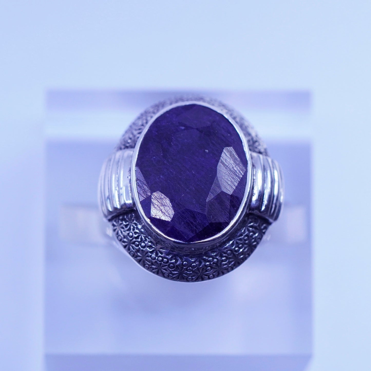Size 6, vtg Nicky Butler Sterling 925 silver handmade ring w/ Indian sapphire