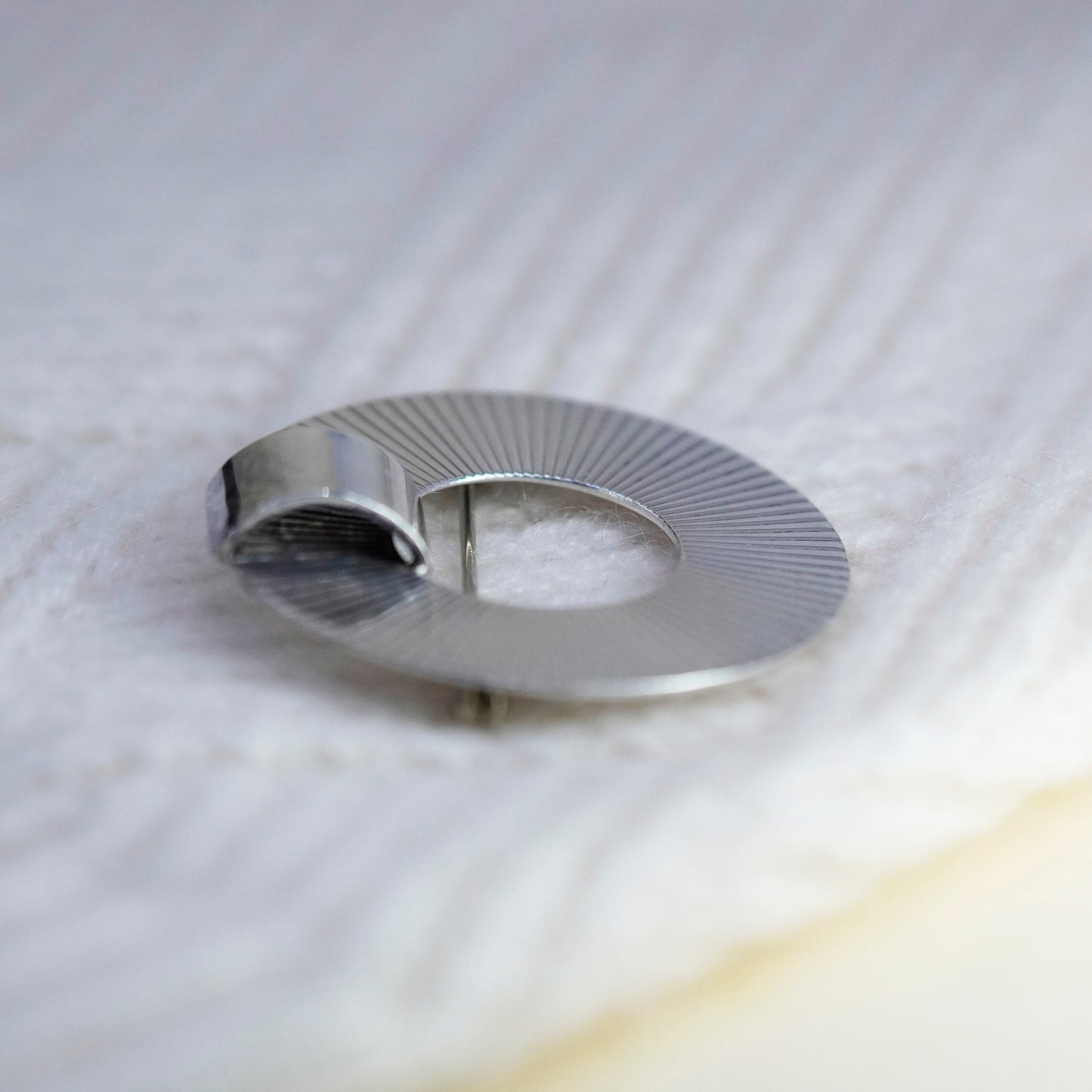 Vintage sterling silver handmade brooch, Simple 925 circle, Christmas pin