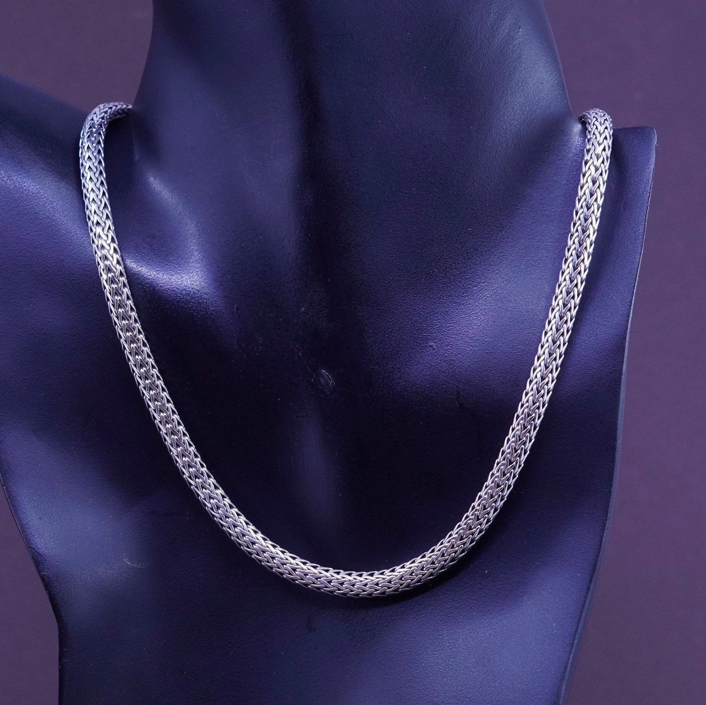 18”, vintage italy Sterling silver Birdcage wheat chain, 925 men’s necklace