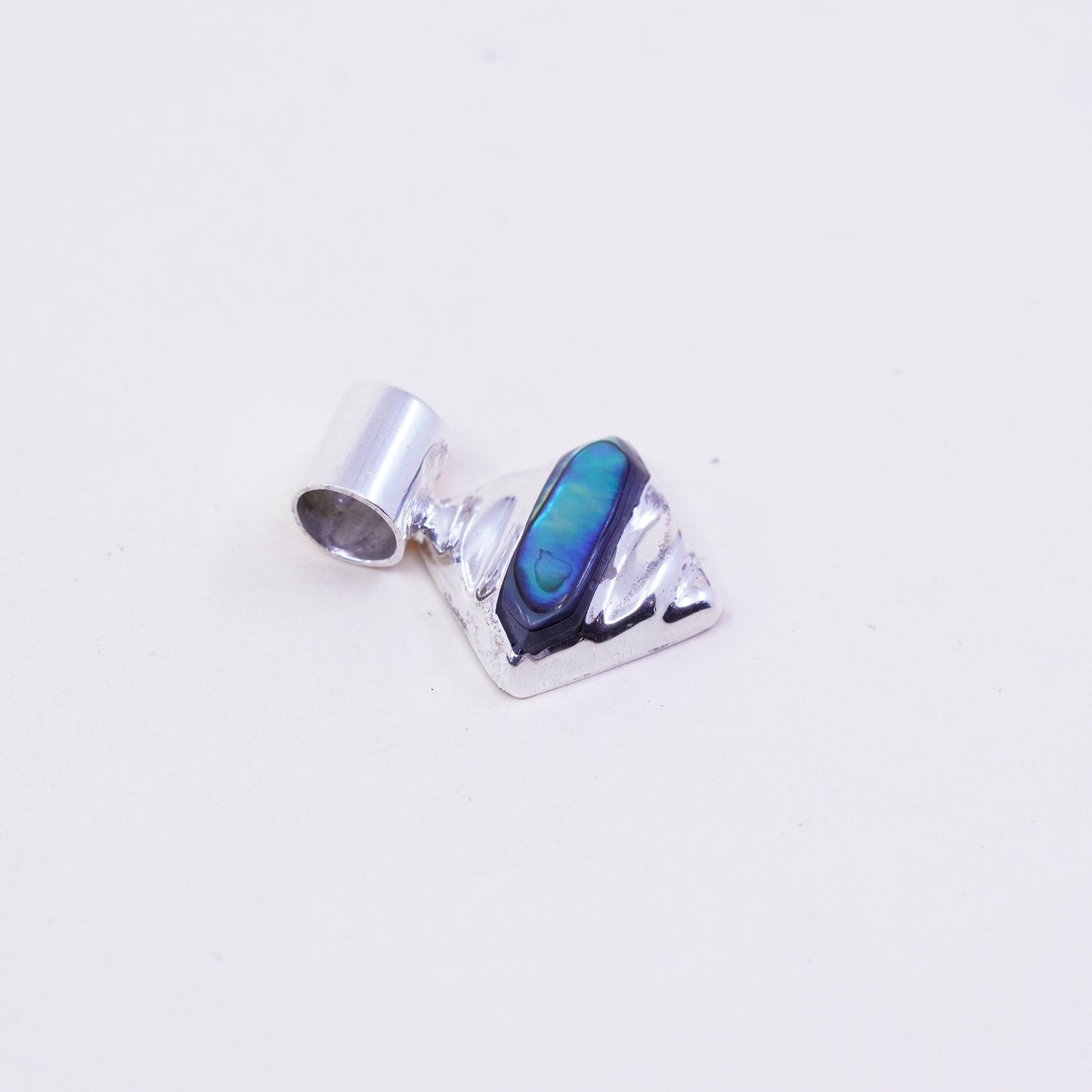 Vintage sterling silver handmade pendant, mexico 925 with abalone