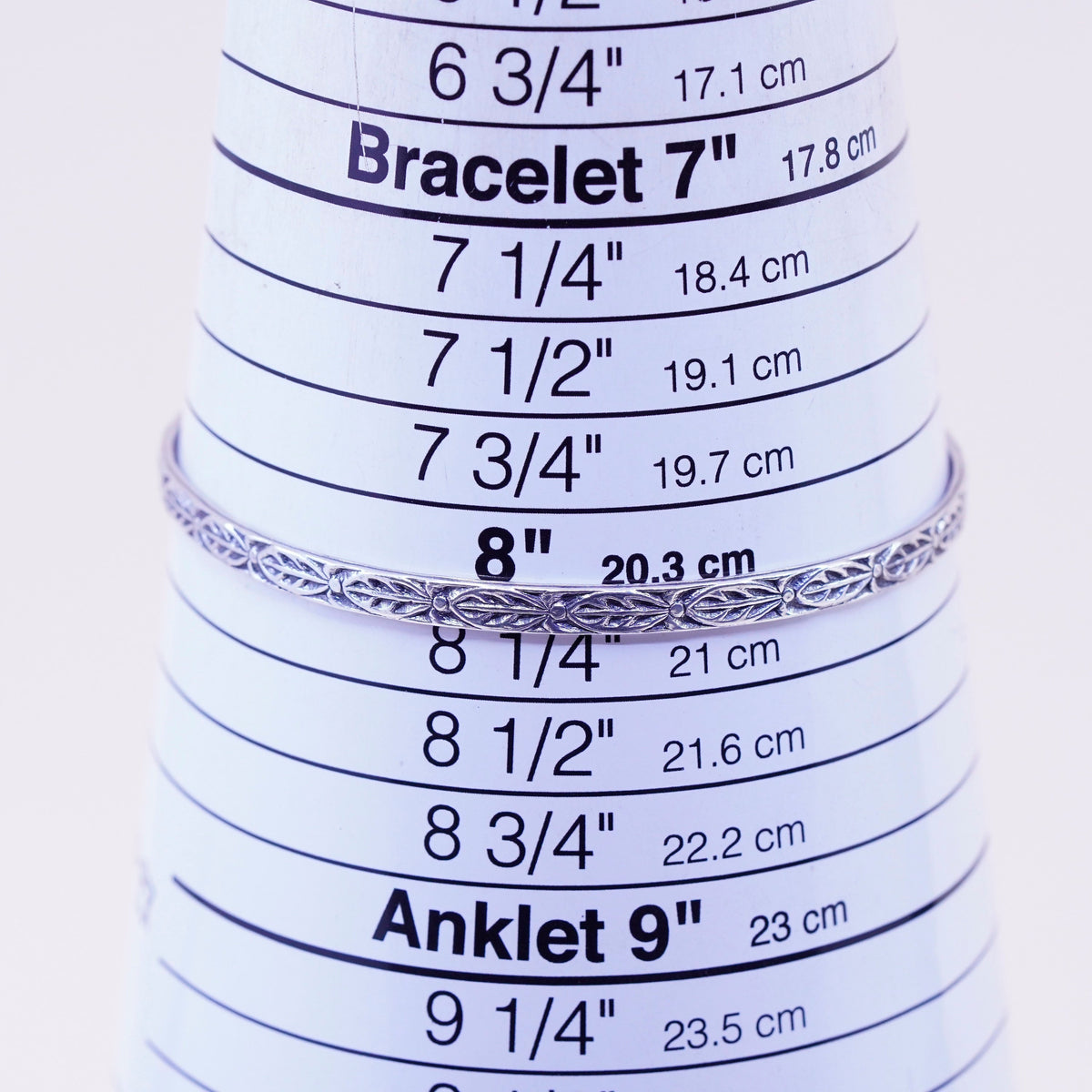 8.25”, vintage danecraft sterling silver handmade 925 bracelet, textured bangle