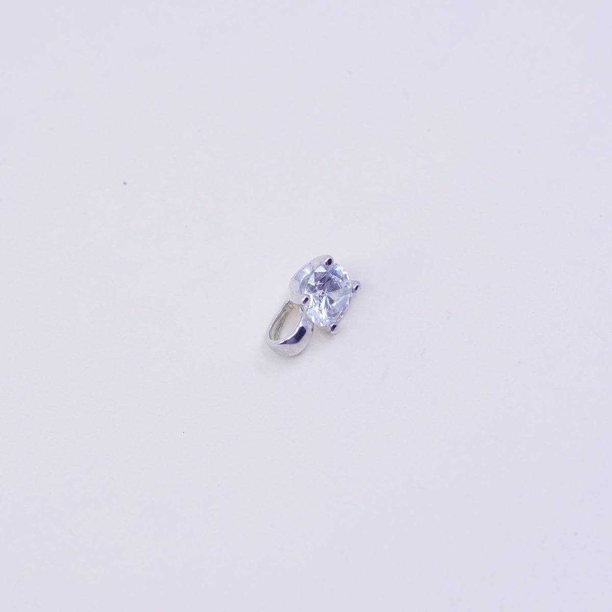 Vintage sterling silver cz crystal pendant, 925 charm