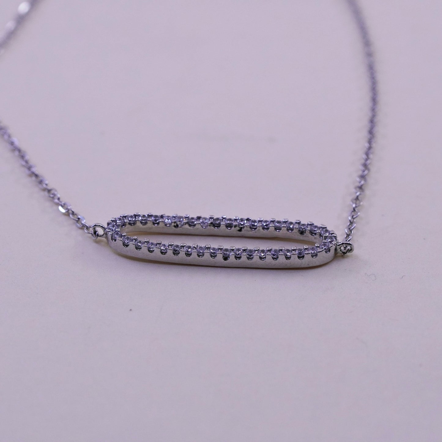 6.75+1”, sterling silver handmade bracelet, Italy 925 circle chain with oval Cz