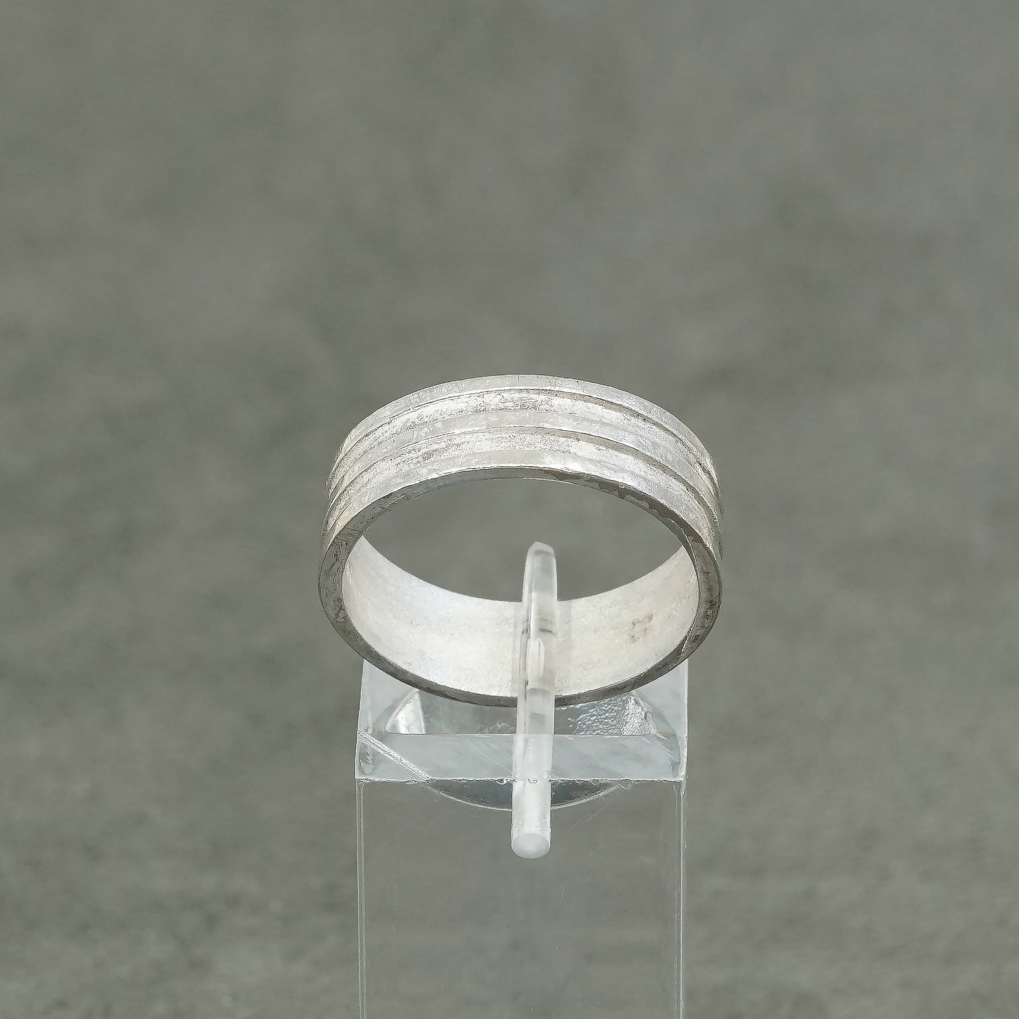 sz 9, vtg Sterling silver handmade ring, maxico 925 band w/ ribbed