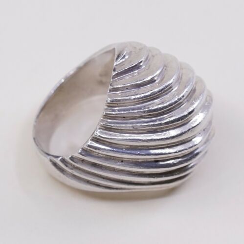 Size 6, Vtg Mexico Sterling 925 Silver Handmade Ribbed Ring warrior Band