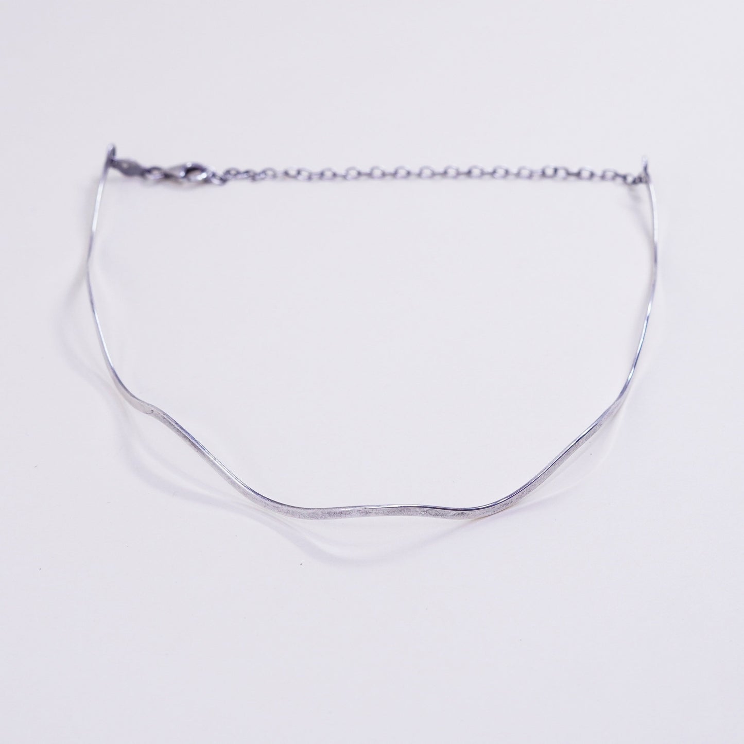 14”, Vintage sterling silver choker collar necklace, 925 Mexico wavy necklace